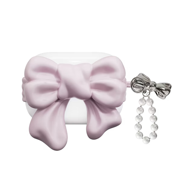 Paris Purple Bow AirPods Case 3D Resin Bubble Design