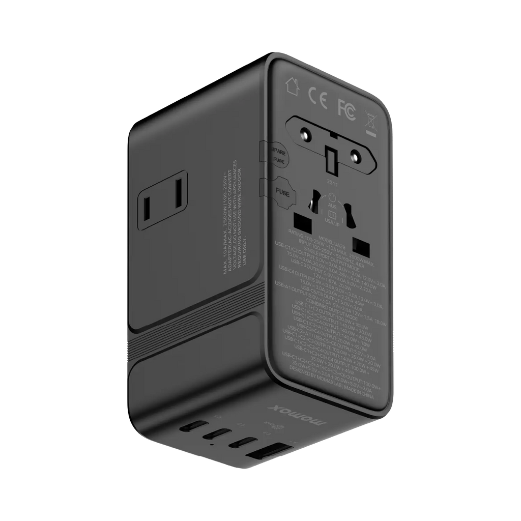 MOMAX 1-World² 205W GaN Travel Adapter 7-Port Dual AC