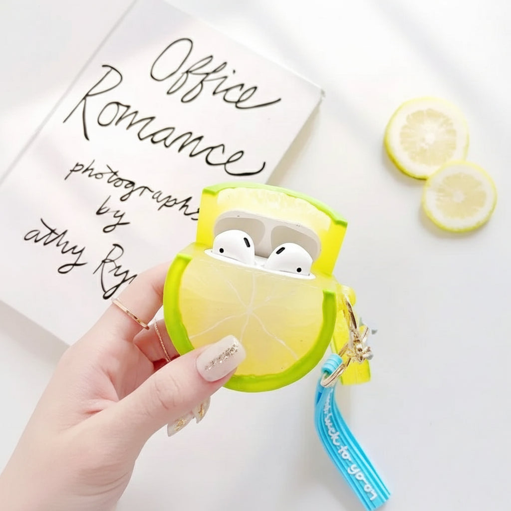 Lemon & Lime AirPods Case 3D Fresh Fruit Design with Keychain