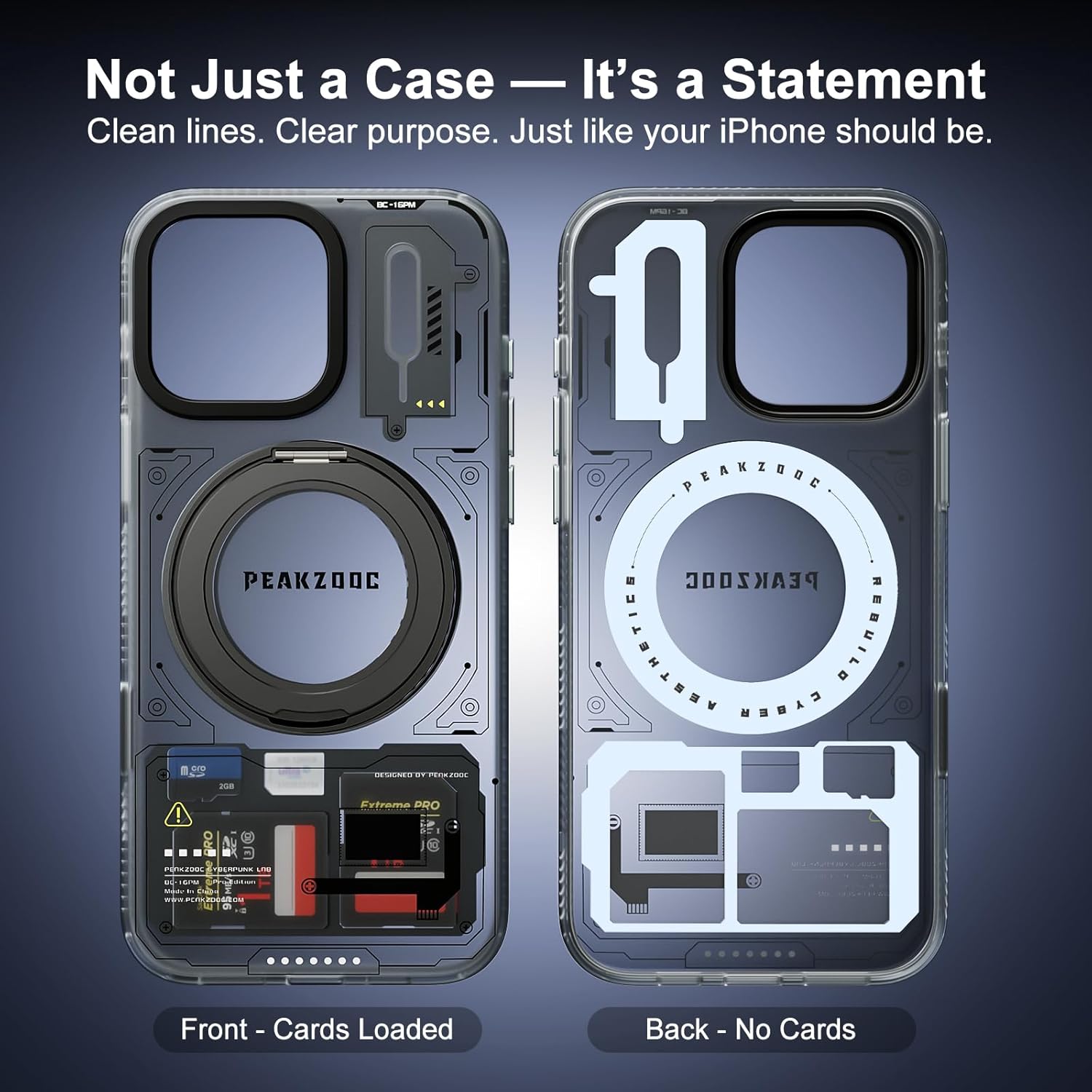 Peakzooc iPhone Case Magnetic Card Storage with Stand