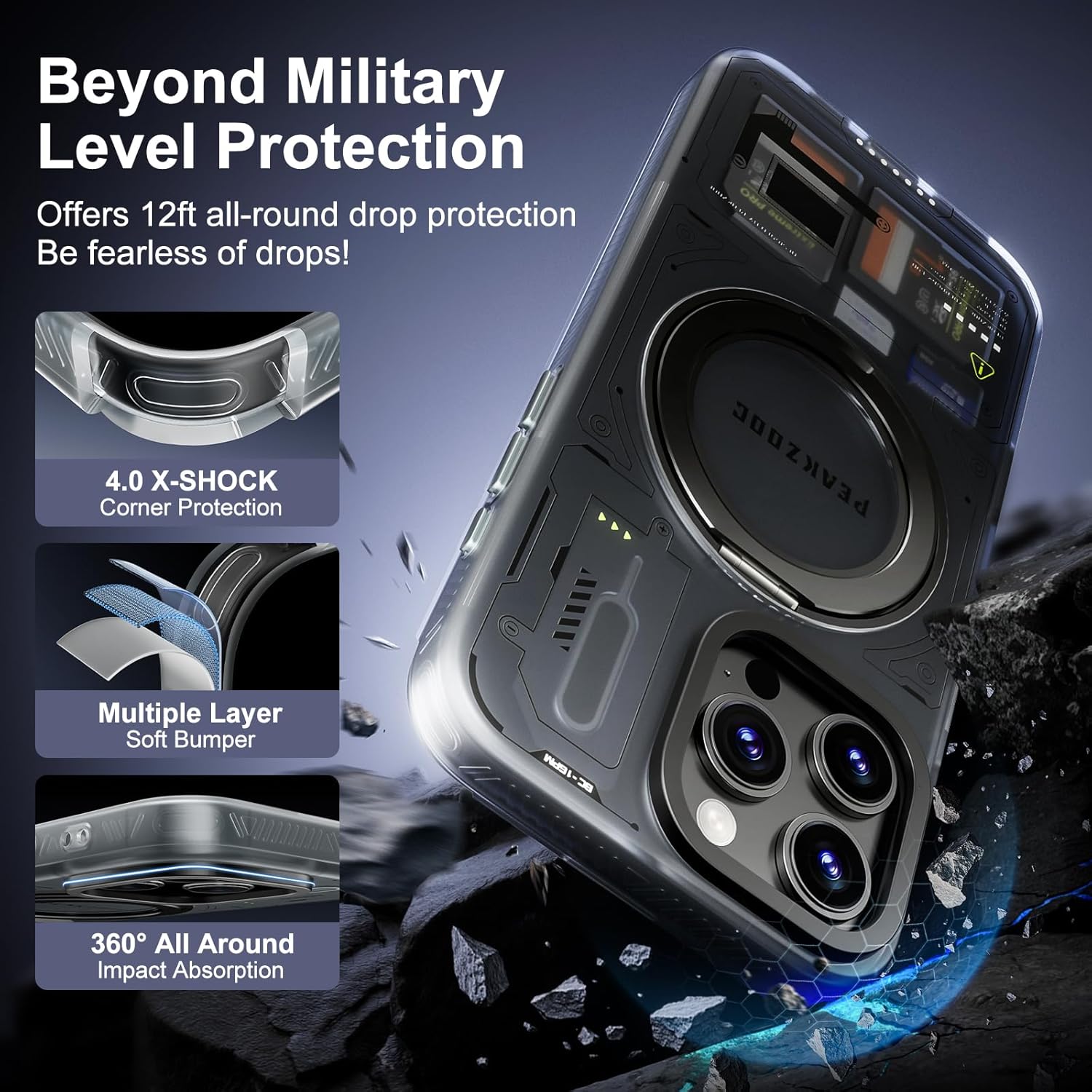 Peakzooc iPhone Case Magnetic Card Storage with Stand