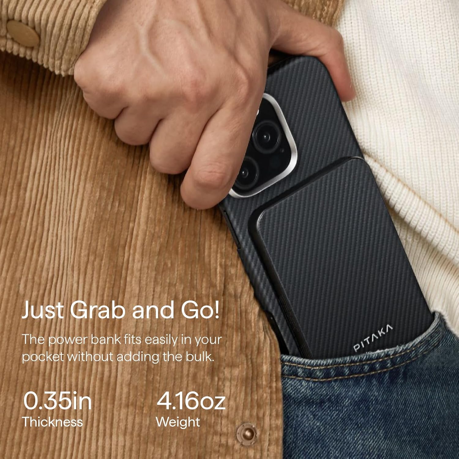 PITAKA Aramid Fiber Magnetic Power Bank 5000mAh