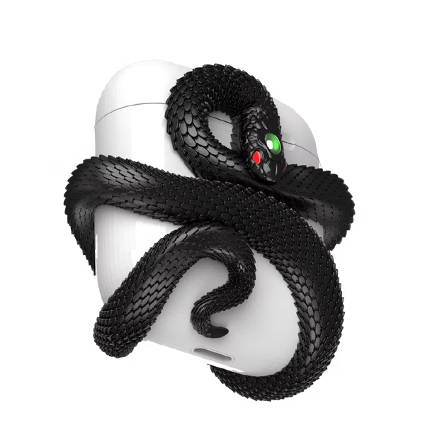 Snake Viper AirPods Case 3D Resin Serpent Design