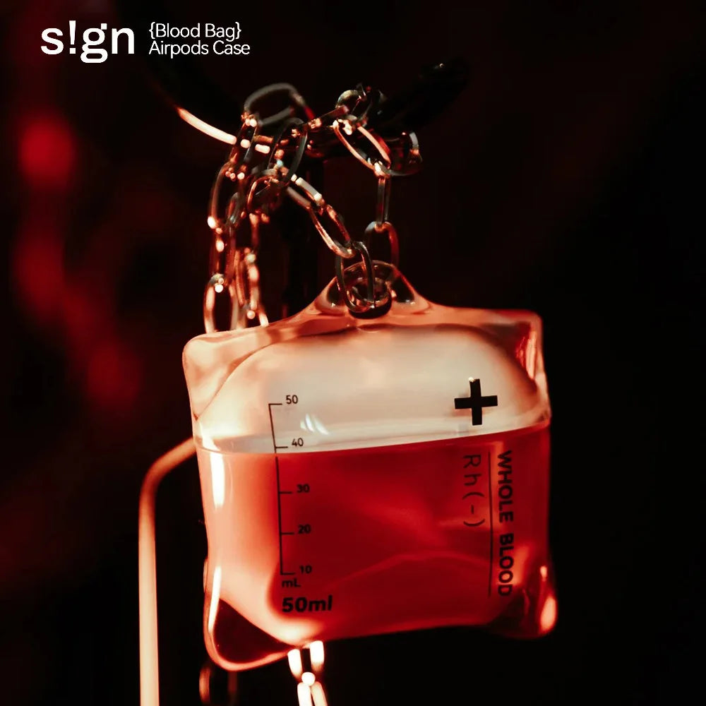 Blood Type IV Bags S!gn Drip AirPods Case