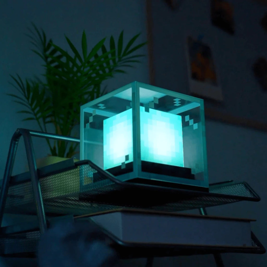Pixel-Style Beacon Lamp Rechargeable Desktop Night Light Minecraft