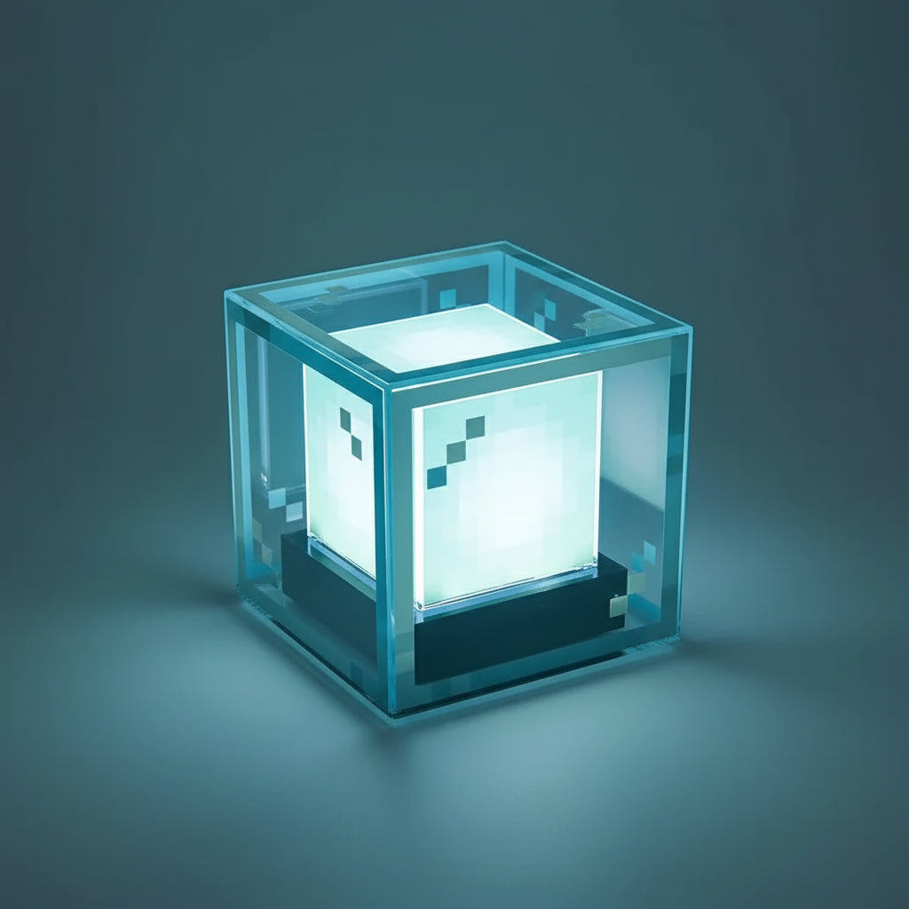 Pixel-Style Beacon Lamp Rechargeable Desktop Night Light Minecraft