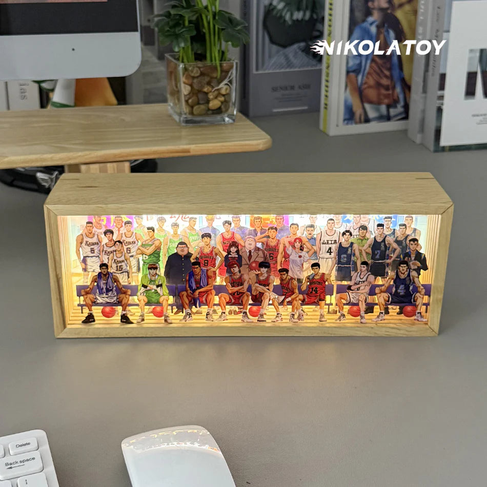 Anime Characters 3D LED Display Frame - Premium Wooden Collectible