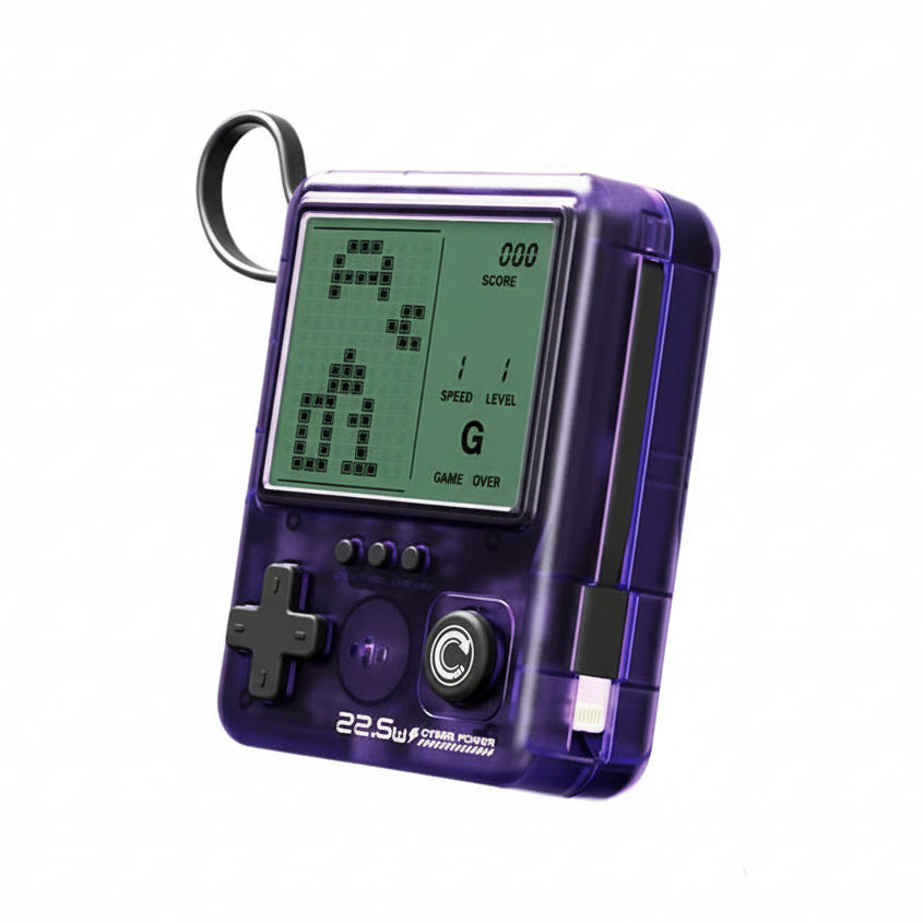 Cyber Power Bank Retro Pixel Mini Game Console with Fast Charging