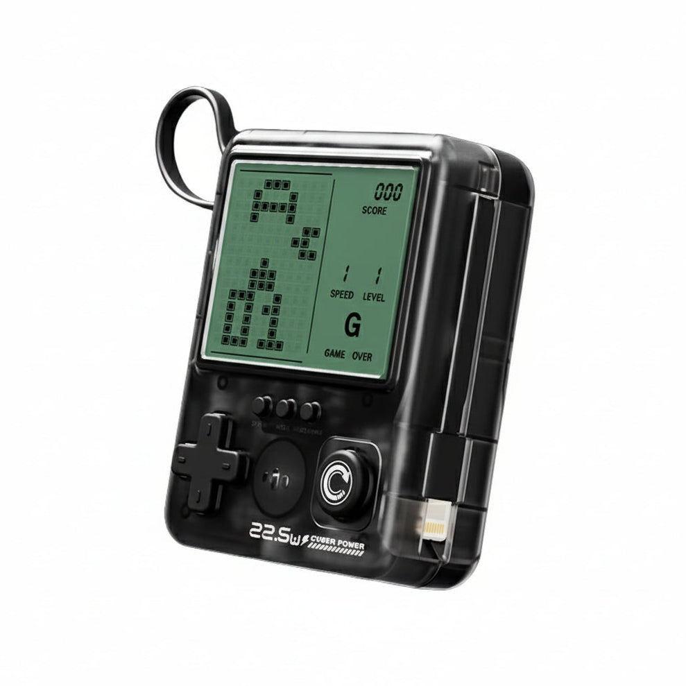 Cyber Power Bank Retro Pixel Mini Game Console with Fast Charging