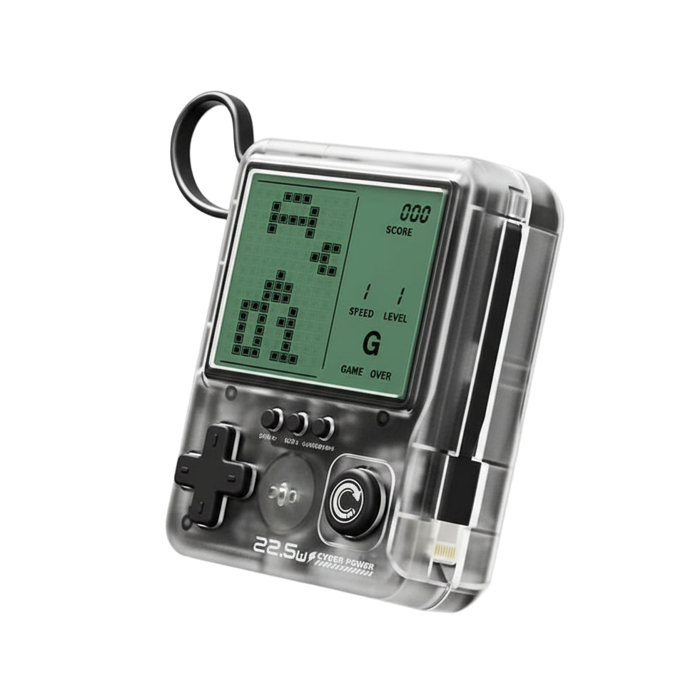 Cyber Power Bank Retro Pixel Mini Game Console with Fast Charging