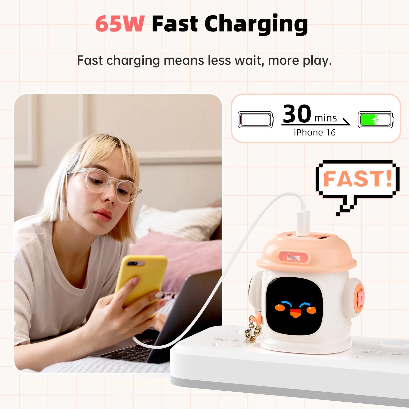 Divoom Dipow 65W Multi-socket Fast Charger