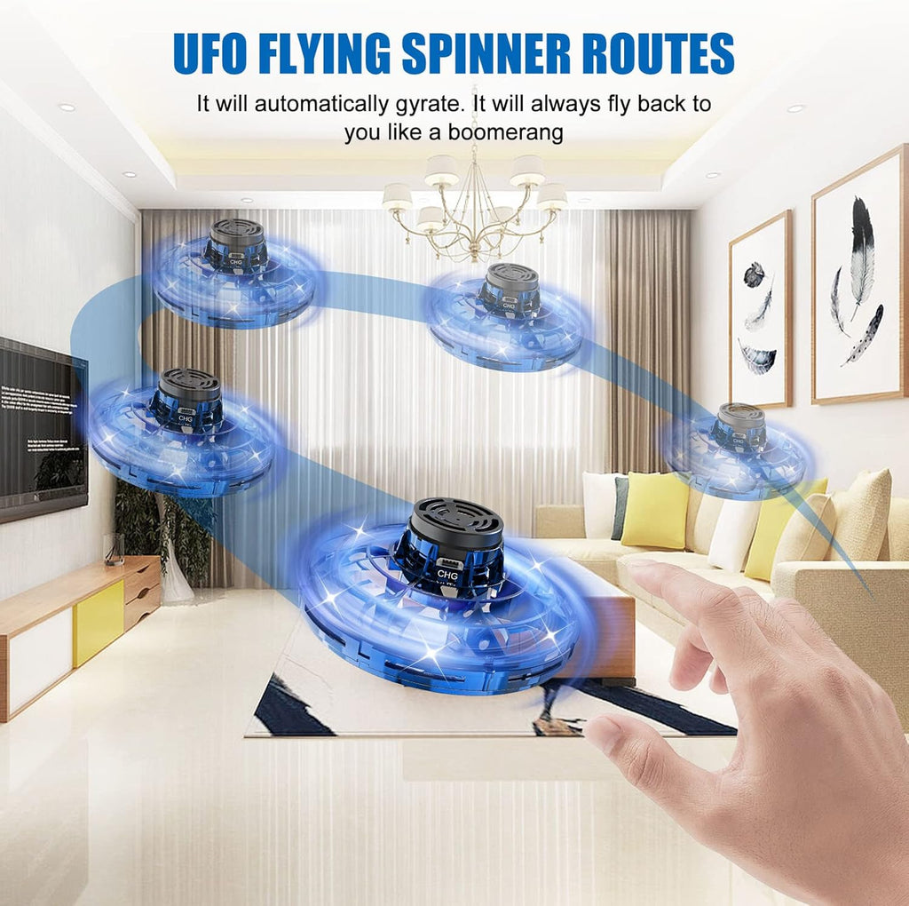 LED Flying UFO Spinner Rechargeable Hover Ball with 360° Flips & Light Show