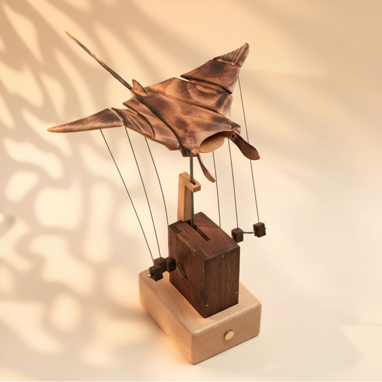 Handmade Flying Manta Ray Kinetic Sculpture