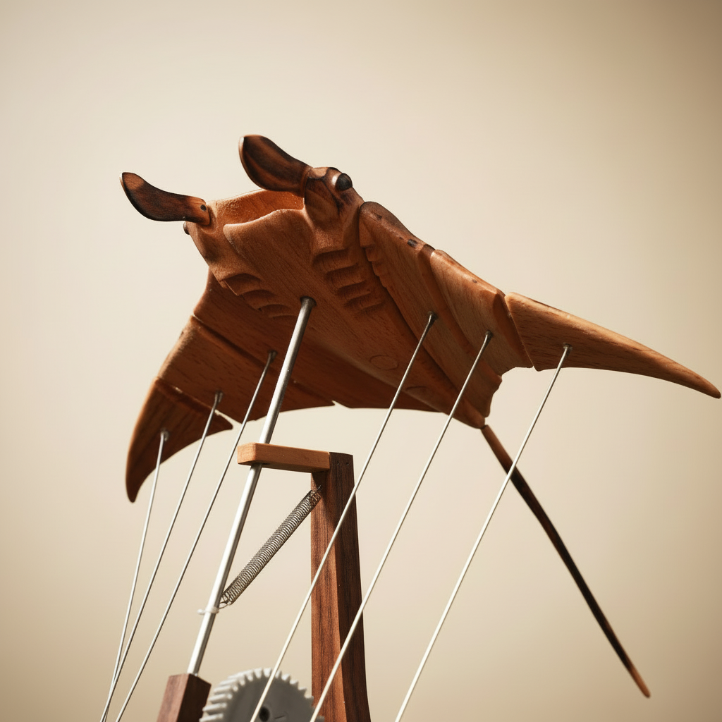Handmade Flying Manta Ray Kinetic Sculpture