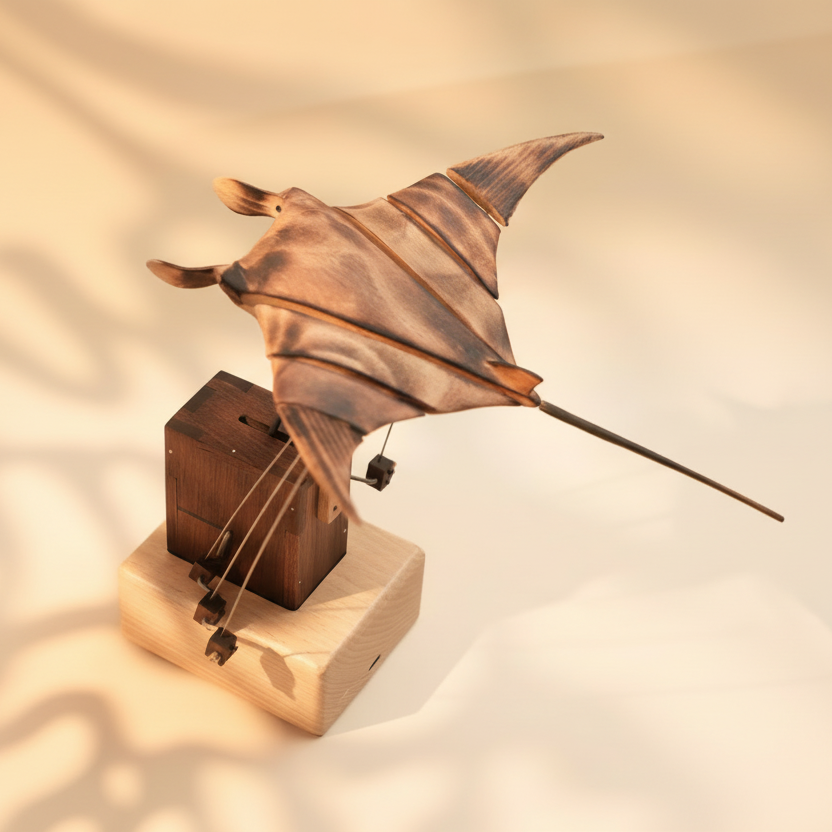 Handmade Flying Manta Ray Kinetic Sculpture
