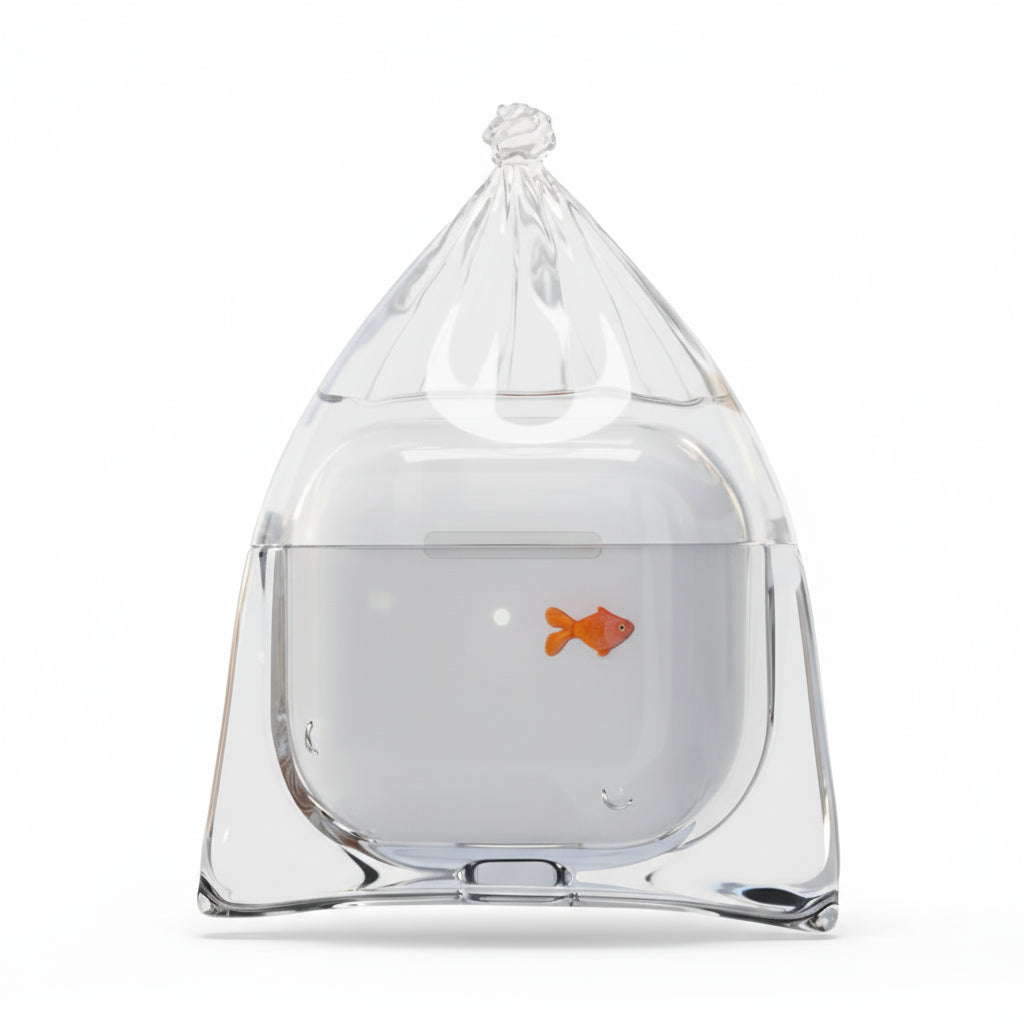 Goldfish Water Bag AirPods Case Realistic 3D Fish Silicone Protection Transparent