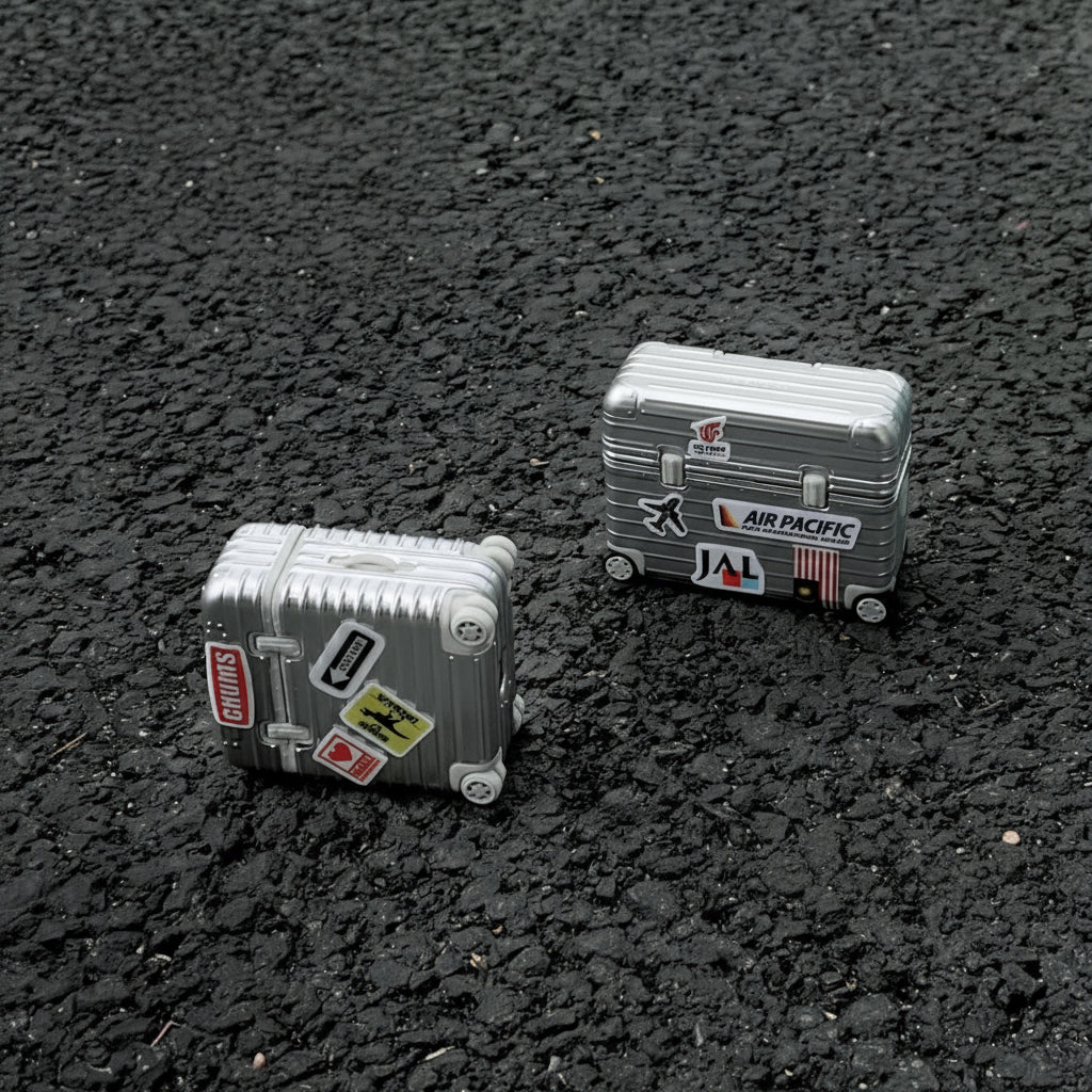 Modern Silver Luggage AirPods Case