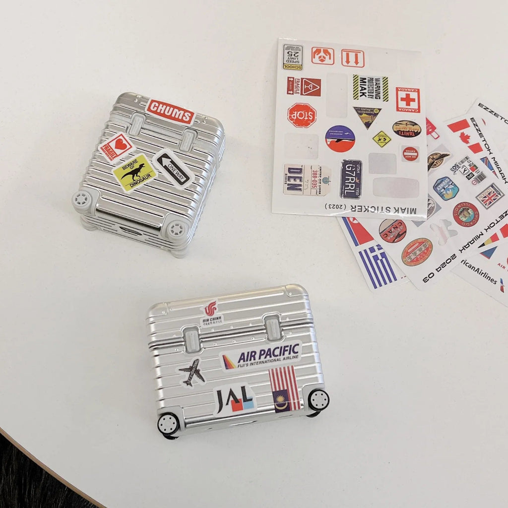 Modern Silver Luggage AirPods Case