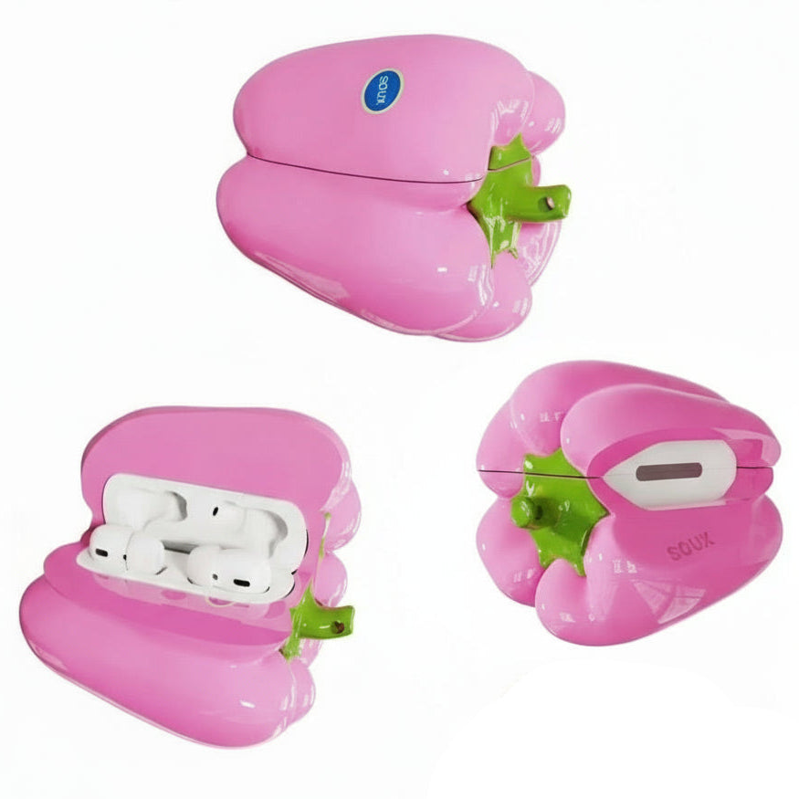 Pink Sweet Pepper Creative AirPods Case Protective Shell