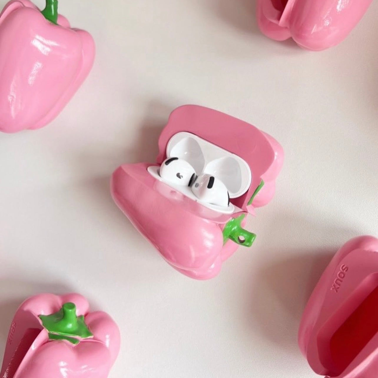 Pink Sweet Pepper Creative AirPods Case Protective Shell