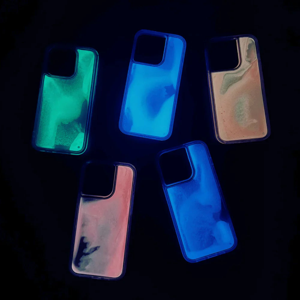 Luminous Glow-in-the-Dark iPhone Case Fluorescent Liquid Quicksand Design