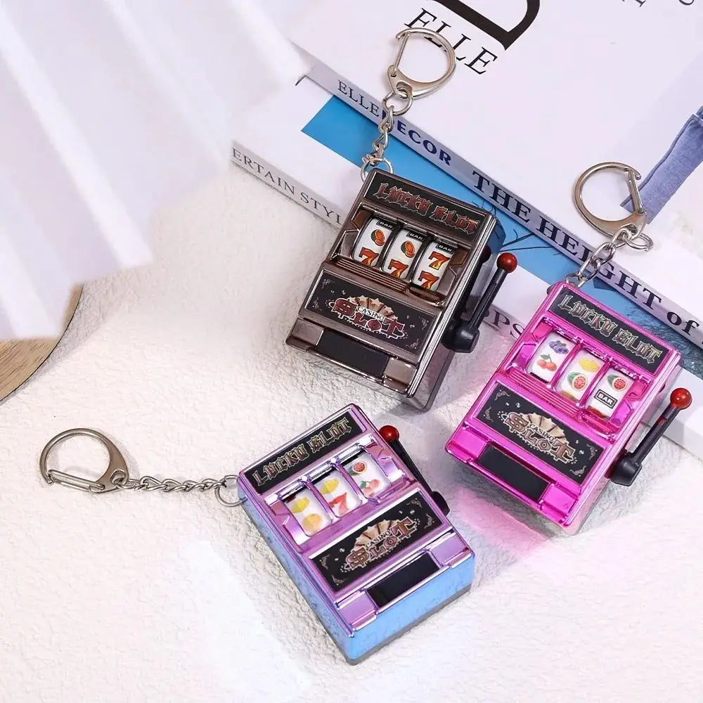 Mini Slot Machine Keychain Playable Arcade Jackpot with Working Lever