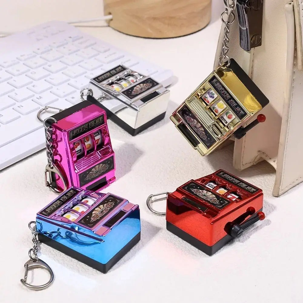 Mini Slot Machine Keychain Playable Arcade Jackpot with Working Lever