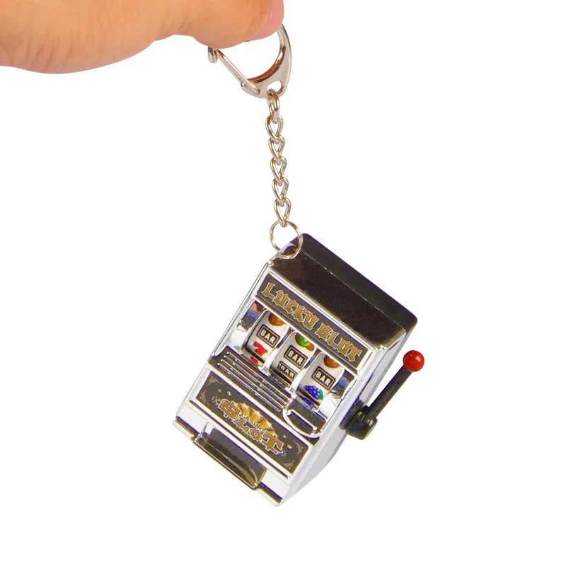 Mini Slot Machine Keychain Playable Arcade Jackpot with Working Lever