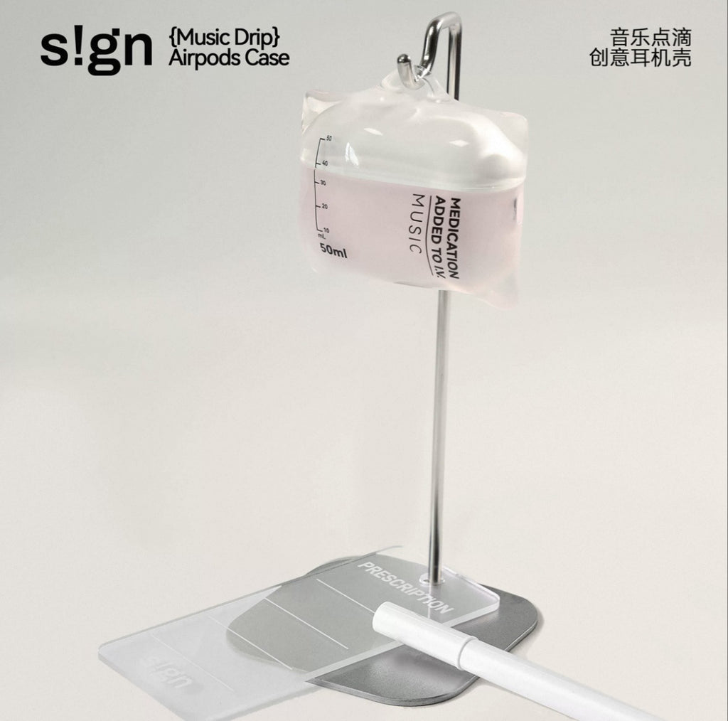 Music Drip S!gn IV Bag AirPods Case Pink