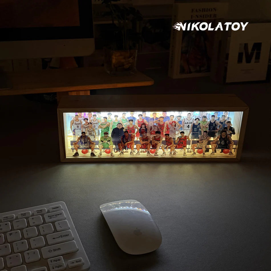 Anime Characters 3D LED Display Frame - Premium Wooden Collectible