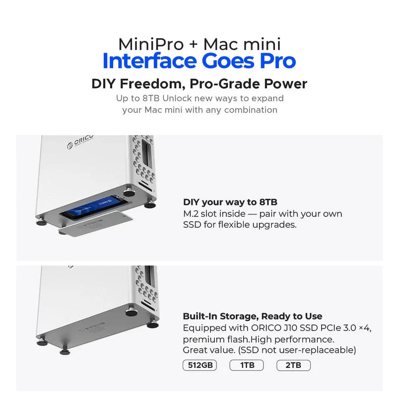 ORICO MiniPro Dock Case with NVMe for Mac Mini M4