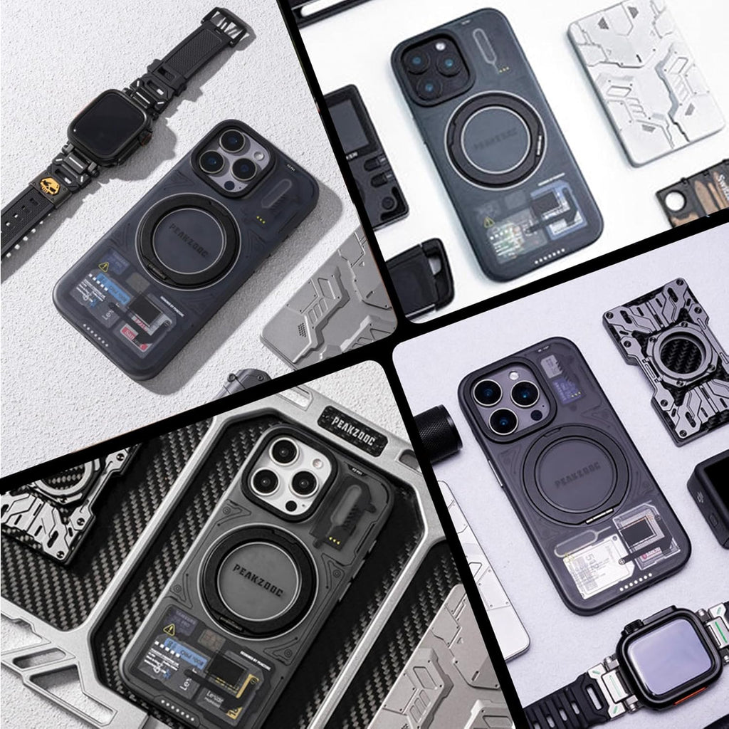 Peakzooc iPhone Case Magnetic Card Storage with Stand