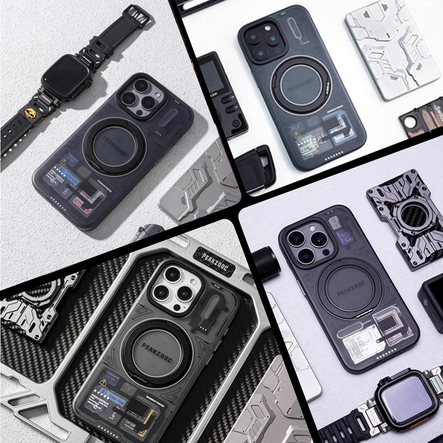 Peakzooc iPhone Case Magnetic Card Storage with Stand