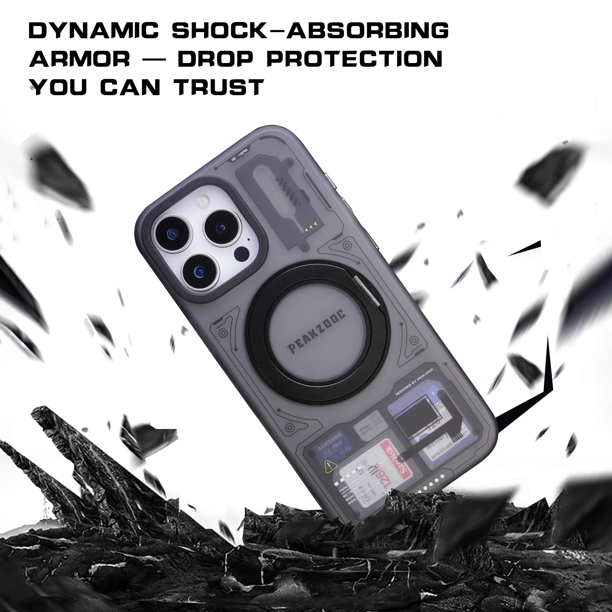 Peakzooc iPhone Case Magnetic Card Storage with Stand