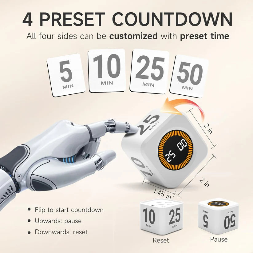 Digital Cube Timer Flip Countdown with Gravity Sensor