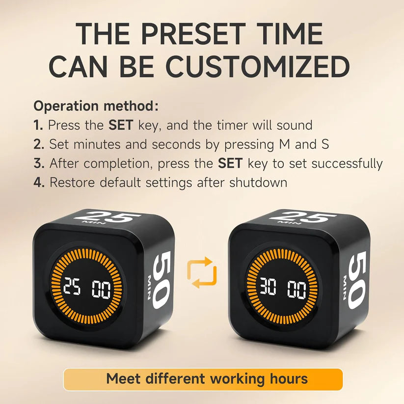 Digital Cube Timer Flip Countdown with Gravity Sensor