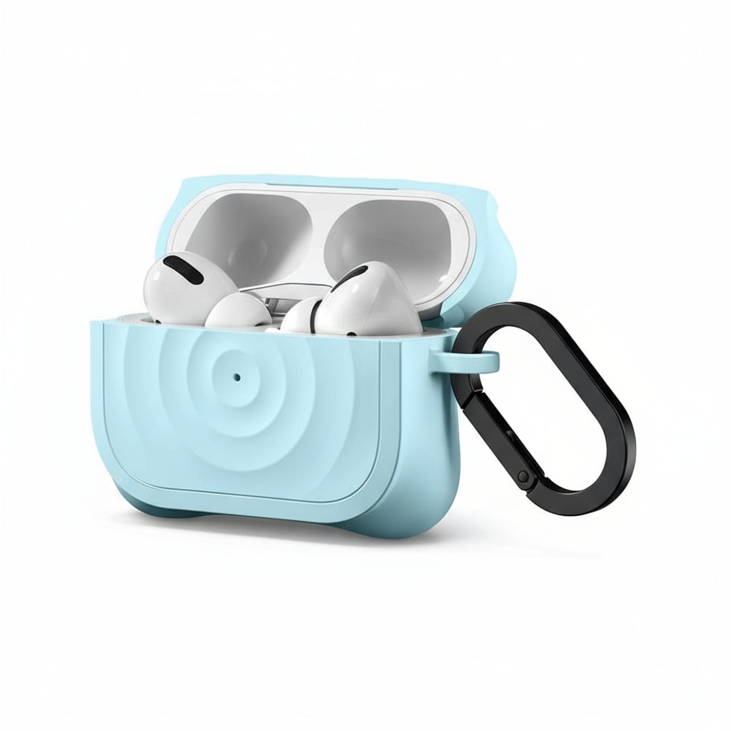 Ripple Wave Silicone AirPods Case with Carabiner Hook