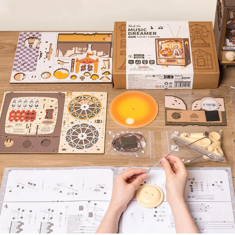 Rolife Sunset Carnival DIY Music Box 3D Wooden Puzzle