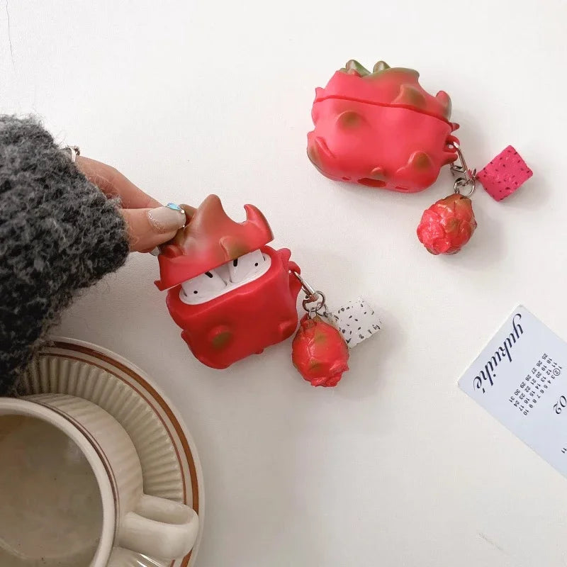 Dragon Fruit AirPods Case Silicone Protective Cover with Charm