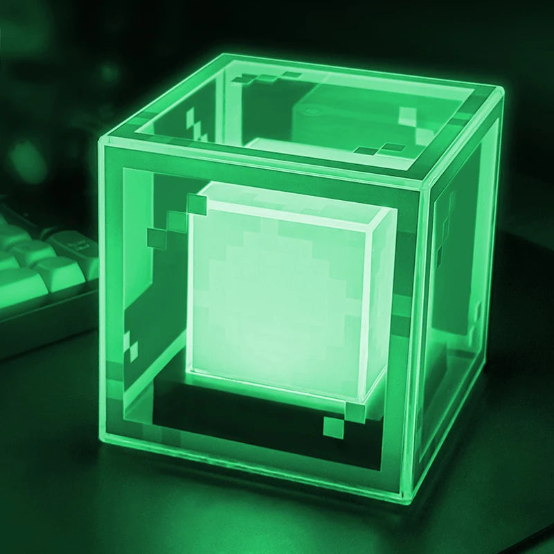 Pixel-Style Beacon Lamp Rechargeable Desktop Night Light Minecraft