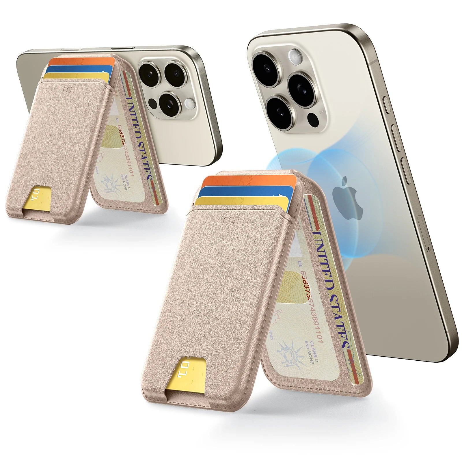 ESR Aura MagSafe Wallet - 5 Card Vegan Leather Stand