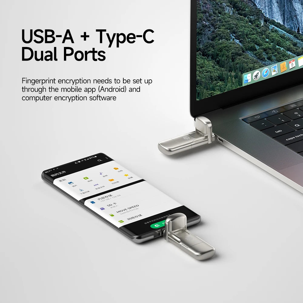 MOVESPEED Fingerprint Encrypted SSD Flash Drive USB 3.2