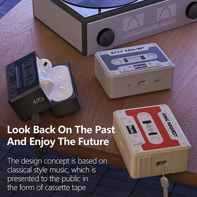 Retro Cassette Tape AirPods Case 3D Vintage Music Silicone Protection