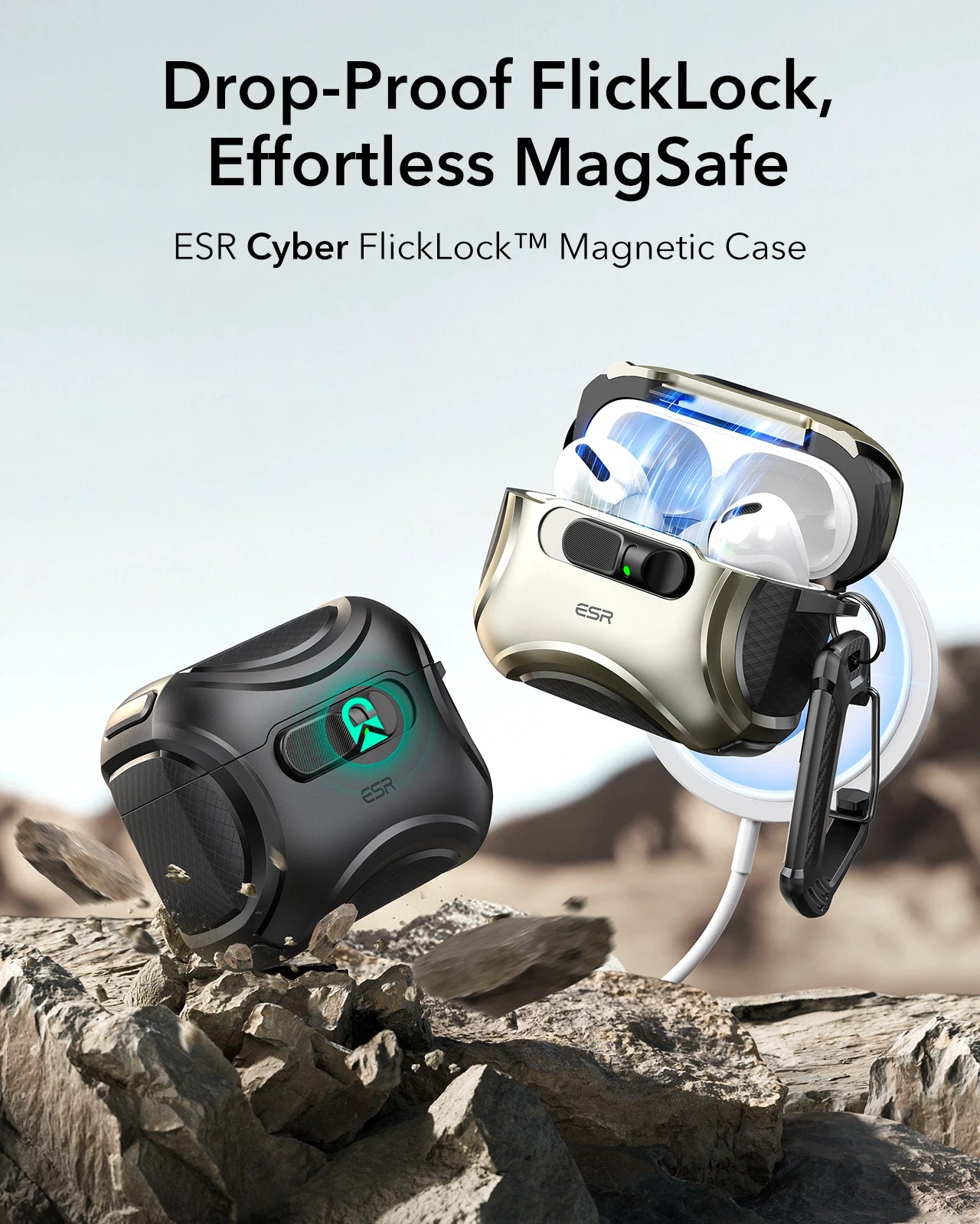 ESR Cyber FlickLock Magnetic AirPods Case