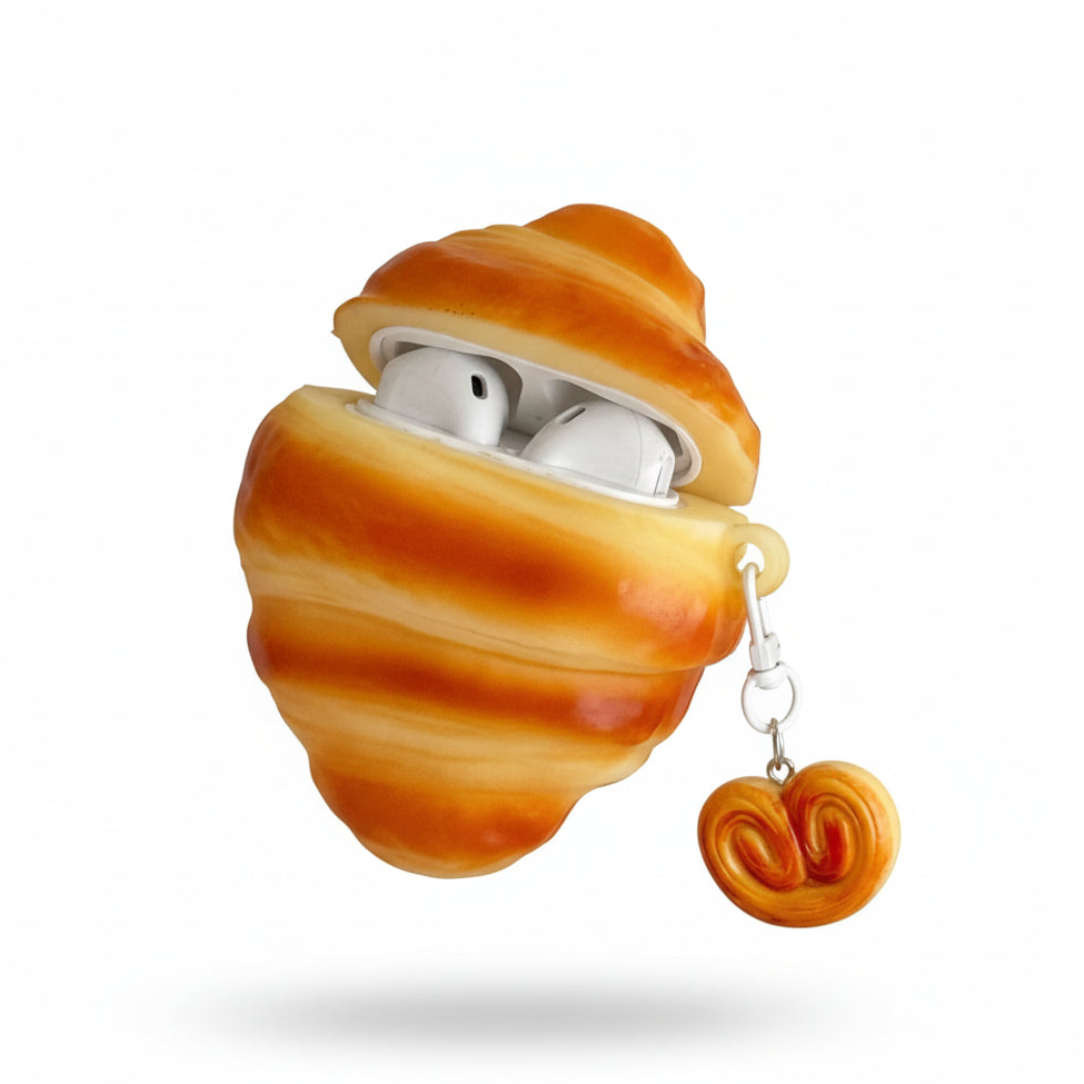 3D Croissant Bread AirPods Case Cute French Pastry Silicone Protection