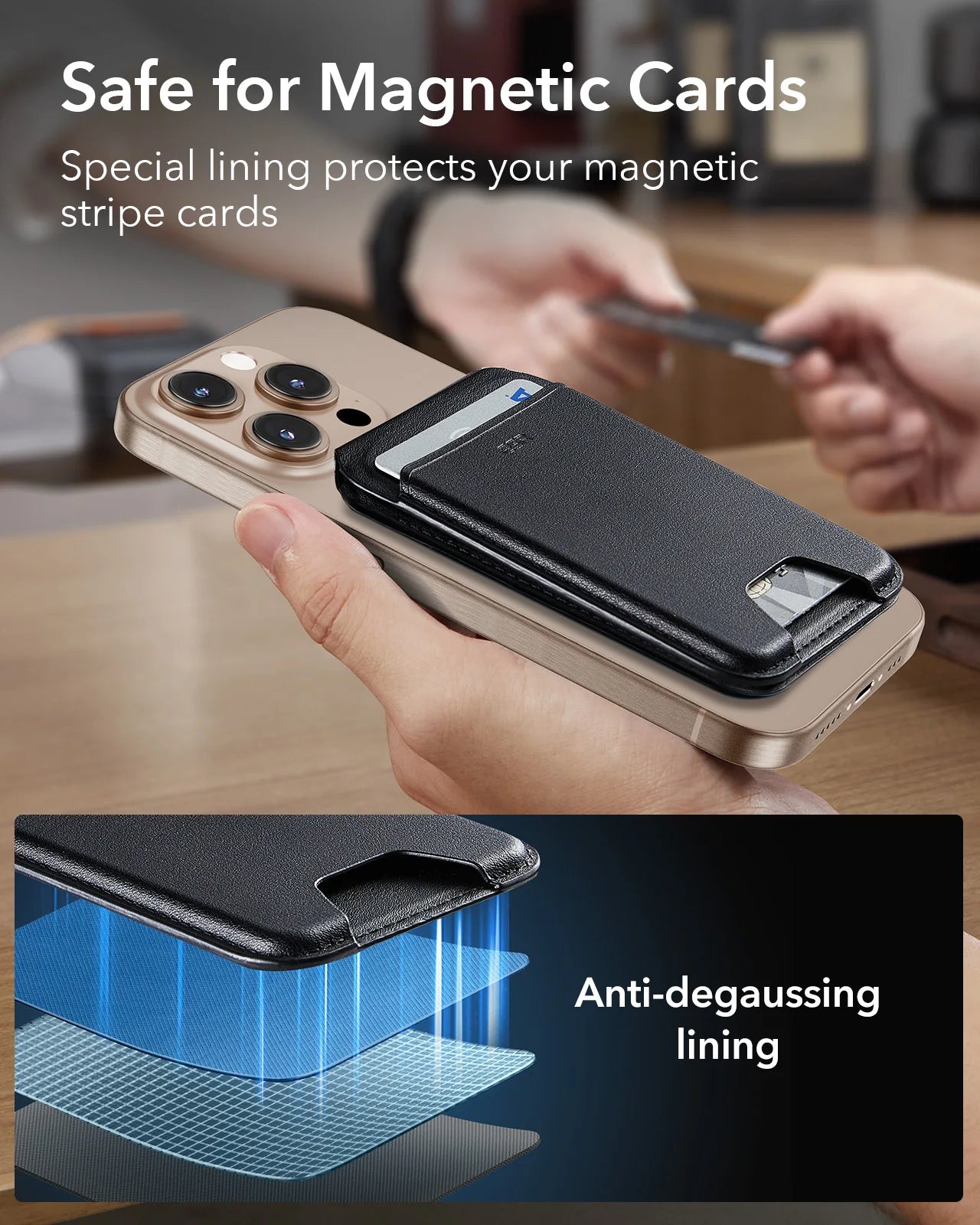 ESR Aura MagSafe Wallet - 5 Card Vegan Leather Stand