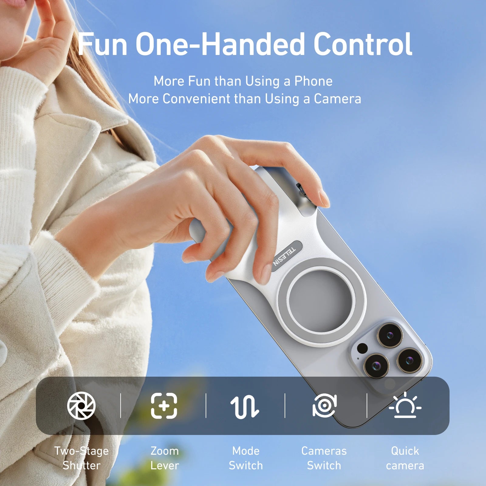 TELESIN Magnetic Phone Camera Shoot Hand Grip
