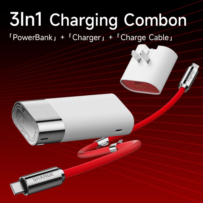 SHARGE 3 in 1 Power Bank 55W Fast Charging 10000mAh