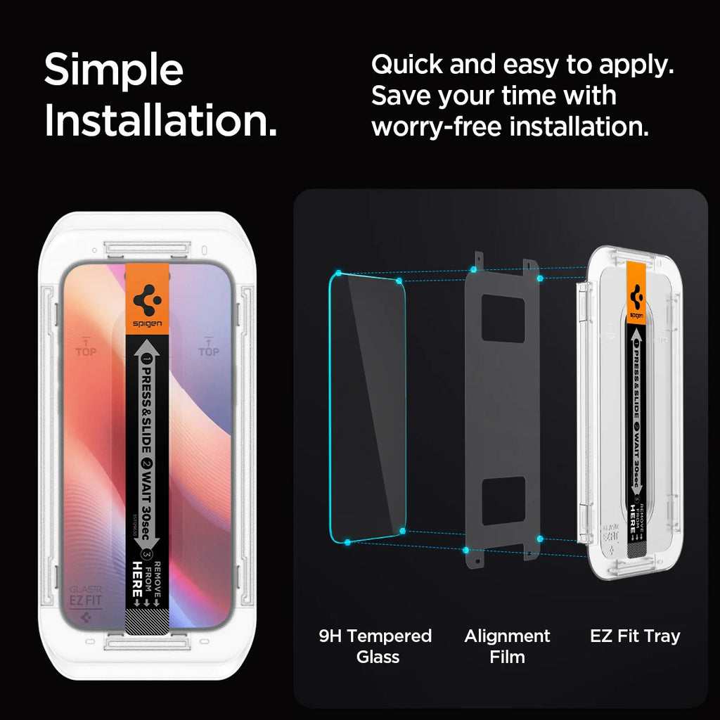 Spigen GLAS.tR EZ Fit Privacy Screen Protector iPhone 17 / 16 Pro Series