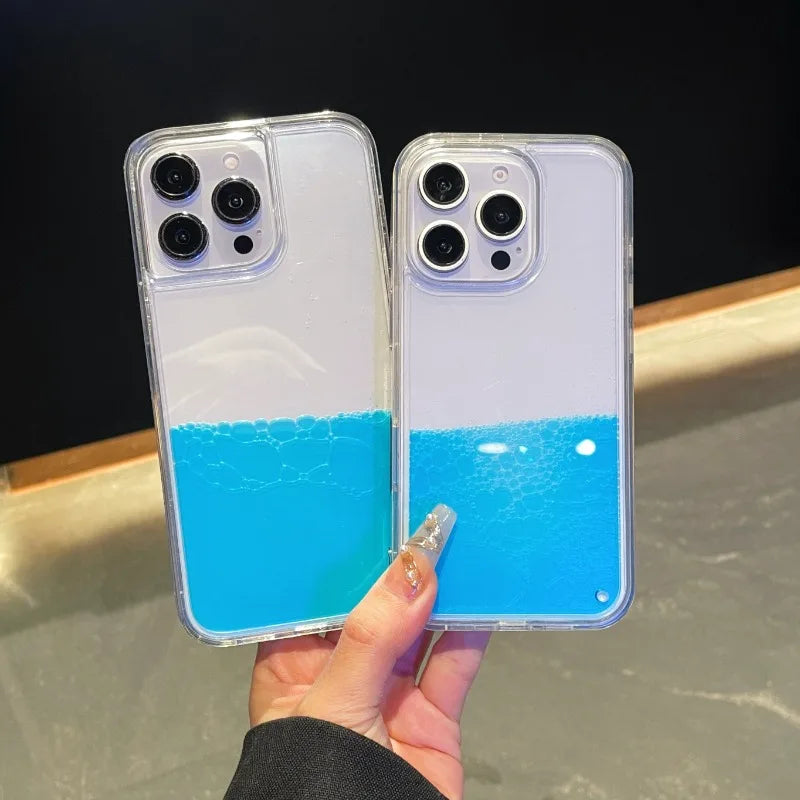 Liquid Floating iPhone Case Transparent Quicksand Design with Moving Liquid